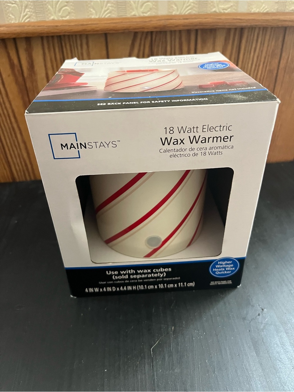 Mainstays White Wax Warmer with Red Diagonal Stripes